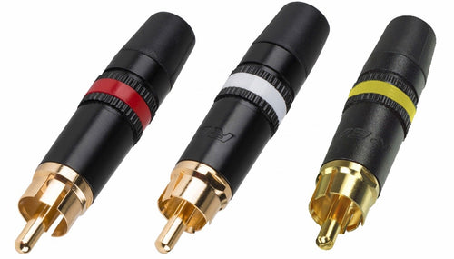 New Neutrik Rean NYS373-4, -9, -2 RCA Male Phono Plug (Yellow, White,Red Ring)