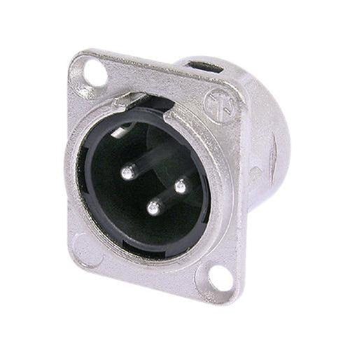 Neutrik NC3MD-L-1  3 Pole Male XLR Panel Connector Nickel Case Silver Contacts