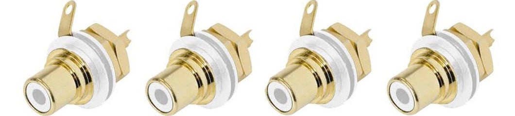 (4 PACK) REAN NYS367-9 RCA Panel Mount Jack w/ Gold Plated Contacts - WHITE