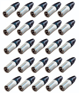 (25 PACK) NEUTRIK NC3MXX 3-Pin XLR Male Cable Mount Connector - Nickel Shell
