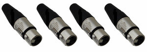 (4 PACK) REAN RC3F 3-Pin XLR Female Cable Mount LO-Z Connector - Nickel Shell