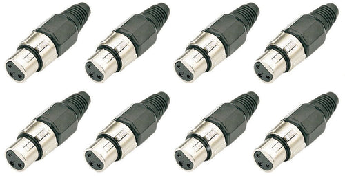 (8 Pack) Procraft PC-TX001 3 Pin Female XLR Cable End Jack Plug Mic Connector