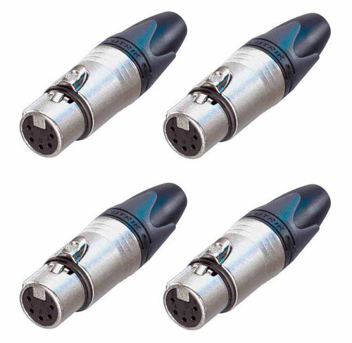 4 Neutrik NC5FXX 5Pin DMX Lighting Plug Female XLR Cable Connector Nickel/Silver