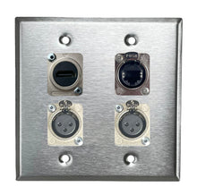 PROCRAFT DPL-4X-VAR 2 Gang Stainless Pro Audio Installation Wall Plate Loaded, Made in the USA
