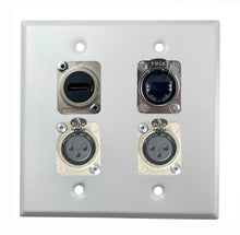 PROCRAFT DPL-4X-VAR 2 Gang Stainless Pro Audio Installation Wall Plate Loaded, Made in the USA