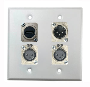 PROCRAFT DPL-4X-VAR 2 Gang Stainless Pro Audio Installation Wall Plate Loaded, Made in the USA