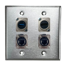 PROCRAFT DPL-4X-VAR 2 Gang Stainless Pro Audio Installation Wall Plate Loaded, Made in the USA
