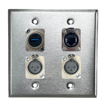 PROCRAFT DPL-4X-VAR 2 Gang Stainless Pro Audio Installation Wall Plate Loaded, Made in the USA