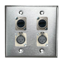 PROCRAFT DPL-4X-VAR 2 Gang Stainless Pro Audio Installation Wall Plate Loaded, Made in the USA