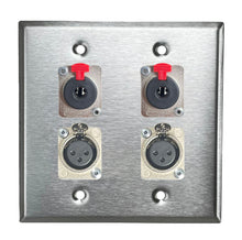 PROCRAFT DPL-4X-VAR 2 Gang Stainless Pro Audio Installation Wall Plate Loaded, Made in the USA