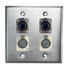 PROCRAFT DPL-4X-VAR 2 Gang Stainless Pro Audio Installation Wall Plate Loaded, Made in the USA