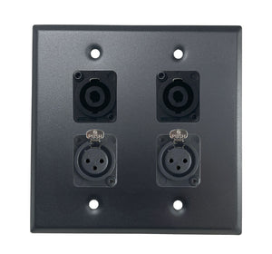 PROCRAFT DPL-4X-VAR 2 Gang Stainless Pro Audio Installation Wall Plate Loaded, Made in the USA