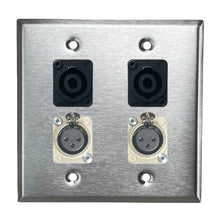 PROCRAFT DPL-4X-VAR 2 Gang Stainless Pro Audio Installation Wall Plate Loaded, Made in the USA