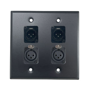 PROCRAFT DPL-4X-VAR 2 Gang Stainless Pro Audio Installation Wall Plate Loaded, Made in the USA