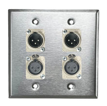 PROCRAFT DPL-4X-VAR 2 Gang Stainless Pro Audio Installation Wall Plate Loaded, Made in the USA