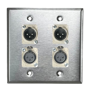 PROCRAFT DPL-4X-VAR 2 Gang Stainless Pro Audio Installation Wall Plate Loaded, Made in the USA
