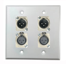 PROCRAFT DPL-4X-VAR 2 Gang Stainless Pro Audio Installation Wall Plate Loaded, Made in the USA