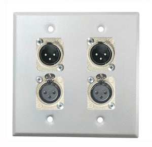 PROCRAFT DPL-4X-VAR 2 Gang Stainless Pro Audio Installation Wall Plate Loaded, Made in the USA