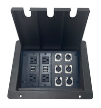 PROCRAFT LARGE 3 HOLE LID FEED-THRU RECESSED Stage Pocket/Floor Box w/ 2) WIRED AC 4) XLRF 2) XLRM