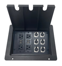 PROCRAFT LARGE 3 HOLE LID FEED-THRU RECESSED Stage Pocket/Floor Box w/ 2) WIRED AC 6) XLR FEMALE
