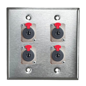 PROCRAFT DPL-4X-VAR 2 Gang Stainless Pro Audio Installation Wall Plate Loaded, Made in the USA