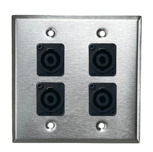 PROCRAFT DPL-4X-VAR 2 Gang Stainless Pro Audio Installation Wall Plate Loaded, Made in the USA