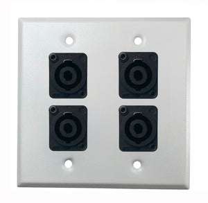 PROCRAFT DPL-4X-VAR 2 Gang Stainless Pro Audio Installation Wall Plate Loaded, Made in the USA