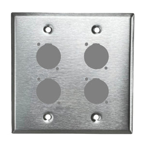 PROCRAFT DPL-4X-VAR 2 Gang Stainless Pro Audio Installation Wall Plate Loaded, Made in the USA
