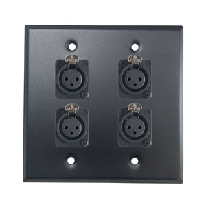 PROCRAFT DPL-4X-VAR 2 Gang Stainless Pro Audio Installation Wall Plate Loaded, Made in the USA