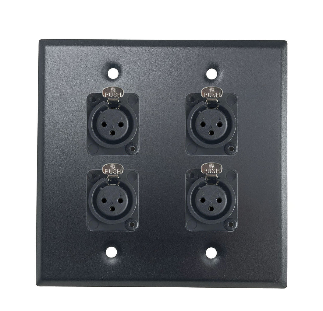 PROCRAFT DPL-4X-VAR 2 Gang Stainless Pro Audio Installation Wall Plate Loaded, Made in the USA