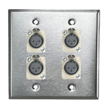 PROCRAFT DPL-4X-VAR 2 Gang Stainless Pro Audio Installation Wall Plate Loaded, Made in the USA