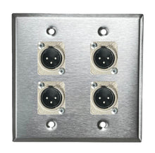 PROCRAFT DPL-4X-VAR 2 Gang Stainless Pro Audio Installation Wall Plate Loaded, Made in the USA