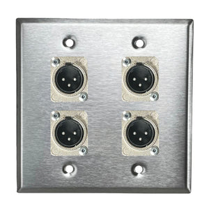 PROCRAFT DPL-4X-VAR 2 Gang Stainless Pro Audio Installation Wall Plate Loaded, Made in the USA
