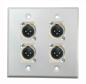 PROCRAFT DPL-4X-VAR 2 Gang Stainless Pro Audio Installation Wall Plate Loaded, Made in the USA