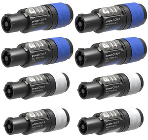 (Pairs) Neutrik NAC3FXXA-W-L (IN) & NAC3XXB-W-L (OUT) 20A Locking AC PowerCon Cable Connectors Kit