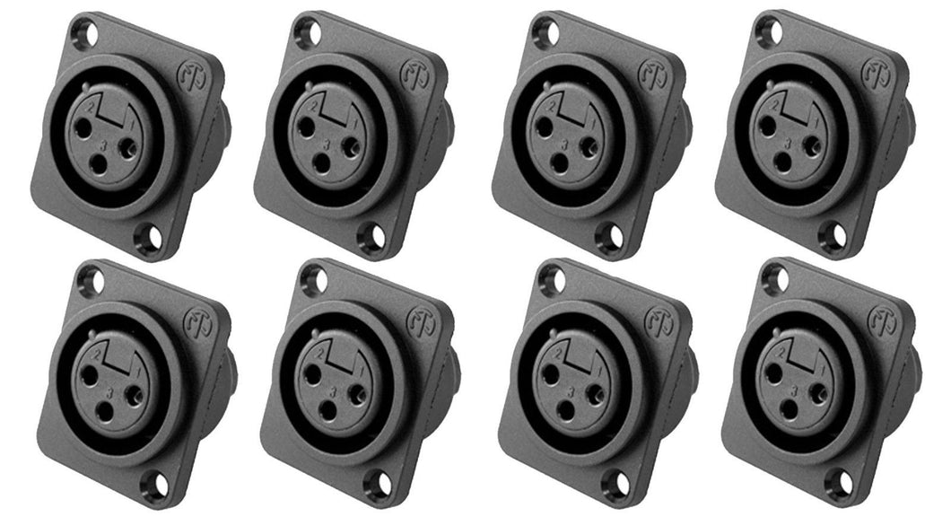 (8 PACK) NEUTRIK NC3FPP 3-PIN XLR Female Panel Mount Non-Latching Nylon Jack