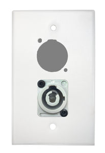 White PROCRAFT SPL-2X-WH-VAR 1 Gang Stainless Pro Audio Installation Wall Plate Loaded, Made in the USA