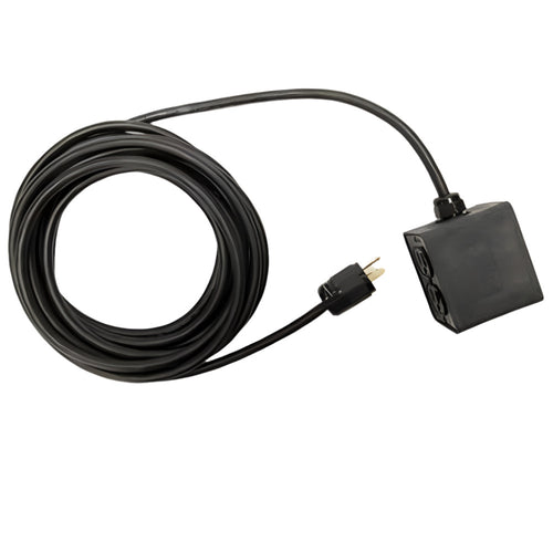 USA Made Rubber Quad Duplex Box w/ 4 AC Outlets - 12/3 Hardwired Power Extension Cable, Choose Your Desired Length