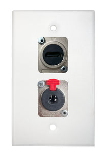 White PROCRAFT SPL-2X-WH-VAR 1 Gang Stainless Pro Audio Installation Wall Plate Loaded, Made in the USA