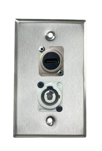 Stainless PROCRAFT SPL-2X-ST-VAR 1 Gang Stainless Pro Audio Installation Wall Plate Loaded, Made in the USA