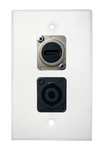 White PROCRAFT SPL-2X-WH-VAR 1 Gang Stainless Pro Audio Installation Wall Plate Loaded, Made in the USA