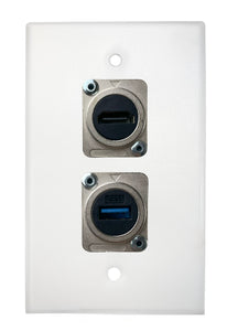 White PROCRAFT SPL-2X-WH-VAR 1 Gang Stainless Pro Audio Installation Wall Plate Loaded, Made in the USA