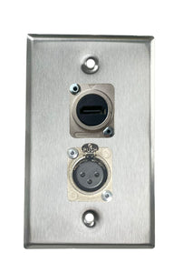 Stainless PROCRAFT SPL-2X-ST-VAR 1 Gang Stainless Pro Audio Installation Wall Plate Loaded, Made in the USA