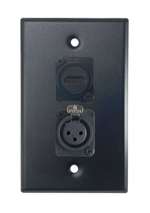 Black PROCRAFT SPL-2X-BK-VAR 1 Gang Stainless Pro Audio Installation Wall Plate Loaded, Made in the USA