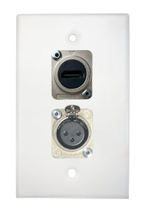 White PROCRAFT SPL-2X-WH-VAR 1 Gang Stainless Pro Audio Installation Wall Plate Loaded, Made in the USA