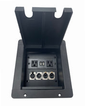 PROCRAFT MINI 2 HOLE LID FEED-THRU RECESSED Stage Pocket/Floor Box w/ 1) WIRED AC 1) XLRF 1 XLRM 2) RJ45