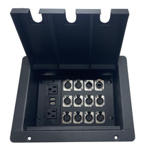 PROCRAFT LARGE 3 HOLE LID FEED-THRU RECESSED Stage Pocket/Floor Box w/1) WIRED AC 10)XF 1)XM 1)RJ