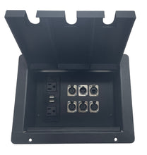 PROCRAFT LARGE 3 HOLE LID FEED-THRU RECESSED Stage Pocket/Floor Box w/1) WIRED AC 4)XF 1)XM 1)RJ