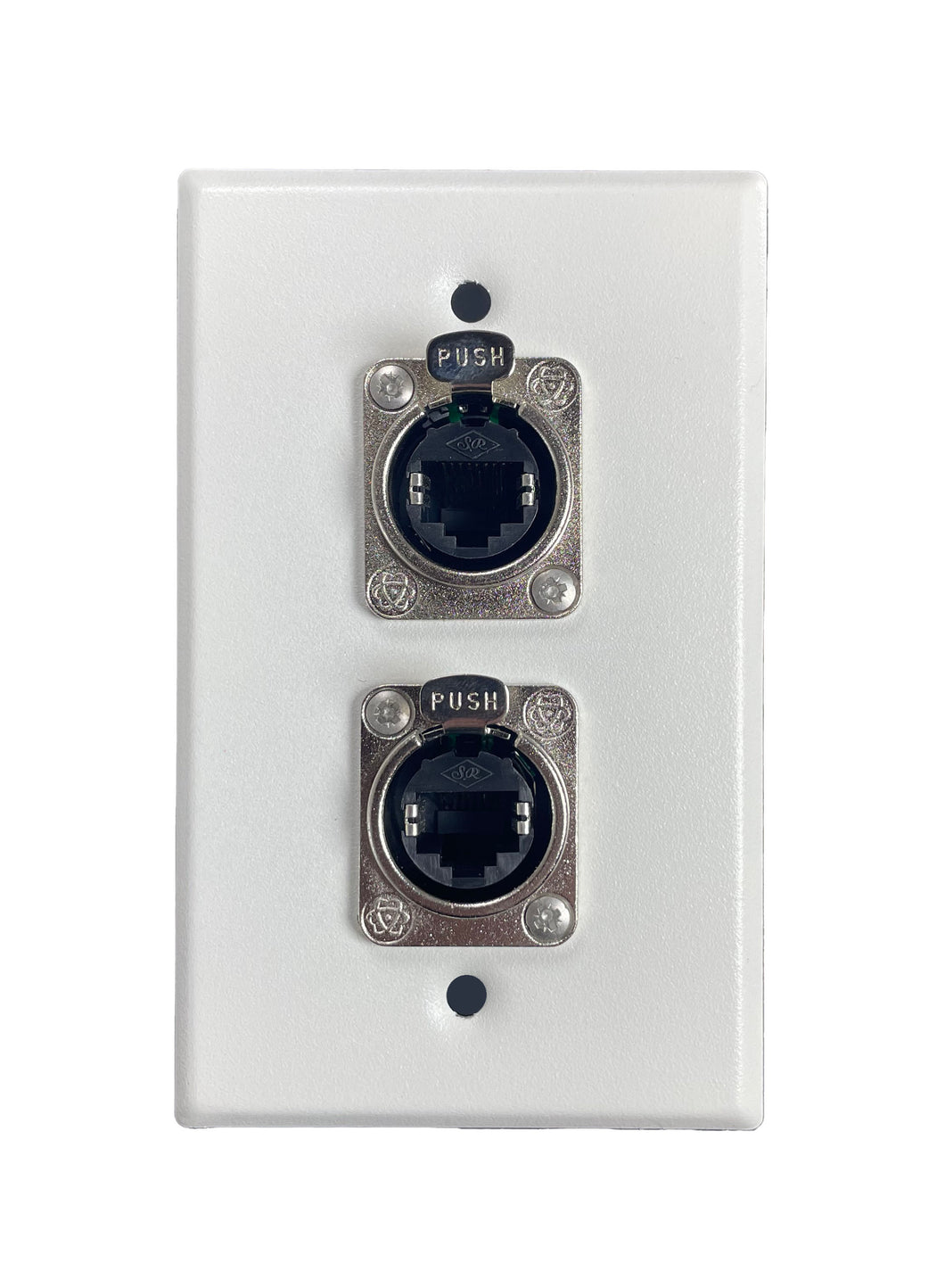 PROCRAFT SPL-2RJ45-WH 1 Gang White Wall Plate Loaded w/ 2) ProCraft RJ45 Feed/Pass Thru