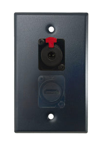 Black PROCRAFT SPL-2X-BK-VAR 1 Gang Stainless Pro Audio Installation Wall Plate Loaded, Made in the USA